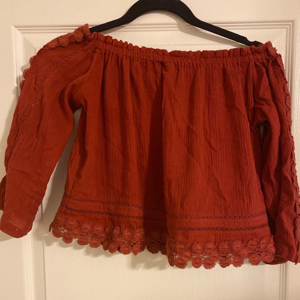 Topshop off the shoulder crop top